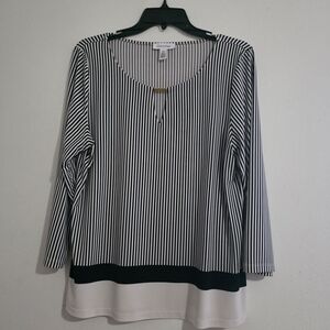 Calvin Klein Black and White Striped Long Sleeve Top